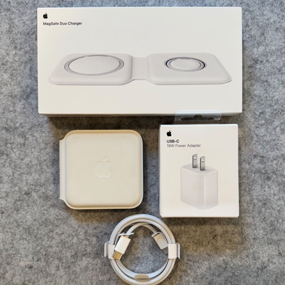 Apple MagSafe Duo Charger (MHXF3AMA) Bundle w/ 18W Power Adapter and USB-C Cable